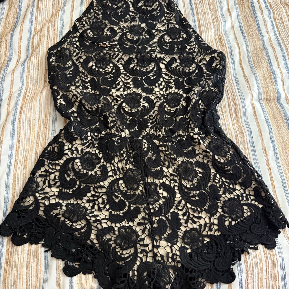 Elegant Black Lace Romper